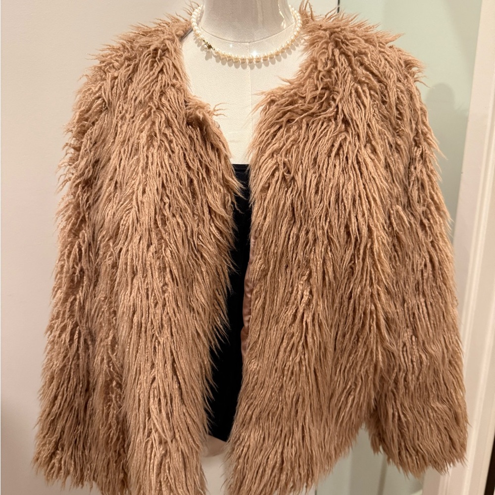 Volcom Women's Shaggy Faux Fur Jacket - Camel